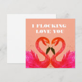 バレンタインデー愛するフラミンゴの鳥 シーズンカード (正面/裏面)