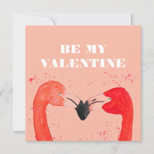 バレンタインデー愛するフラミンゴの鳥 シーズンカード (正面)