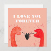 バレンタインデー愛するフラミンゴの鳥 シーズンカード (正面/裏面)