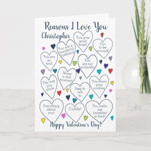 バレンタインデー愛する理由パーソナライズされた カード (正面)