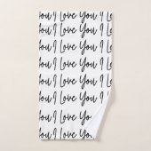 バレンタインデー愛する白と黒のパターン バスタオルセット (ハンドタオル)