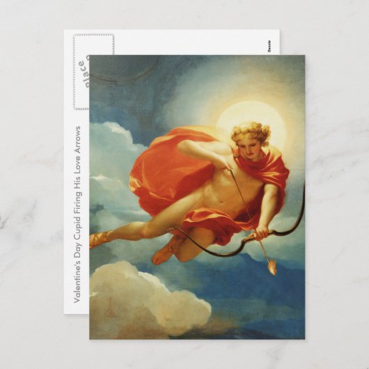 バレンタインデー愛の矢を撃つキューピッド シーズンポストカード (正面/裏面)