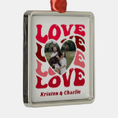 バレンタインデー愛カスタムカップル写真 メタルオーナメント (右)