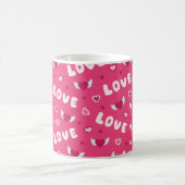 バレンタインデー愛ハートピンク赤パターン コーヒーマグカップ (中央)