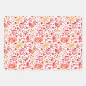 バレンタインデー愛ハートピンク ラッピングペーパーシート (正面)