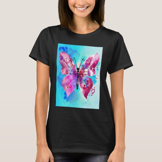 バレンタインデー愛ハート蝶ガールフレンドFi Tシャツ (正面)