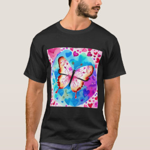 バレンタインデー愛ハート蝶ガールフレンドFi Tシャツ