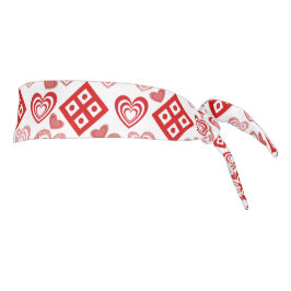 バレンタインデー愛ピンク赤と白柄 タイヘッドバンド