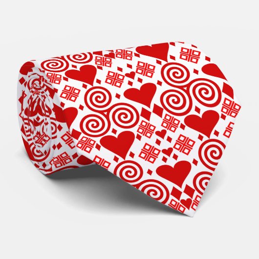 バレンタインデー愛ピンク赤と白柄 ネクタイ (ロール)