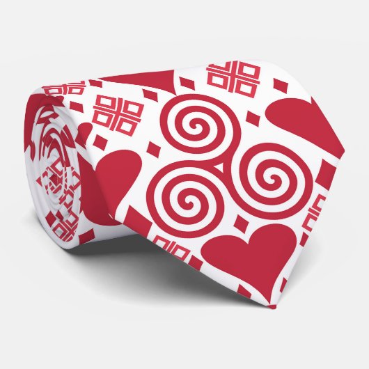 バレンタインデー愛ピンク赤と白柄 ネクタイ (ロール)