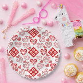 バレンタインデー愛ピンク赤と白柄 ペーパープレート (パーティー)