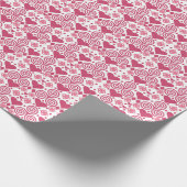 バレンタインデー愛ピンク赤と白柄 ラッピングペーパー (角)