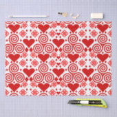 バレンタインデー愛ピンク赤と白柄 薄葉紙 (クラフト)