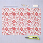 バレンタインデー愛ピンク赤と白柄 薄葉紙 (クラフト)