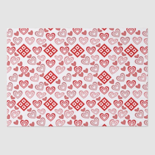 バレンタインデー愛ピンク赤と白柄 薄葉紙 (正面)