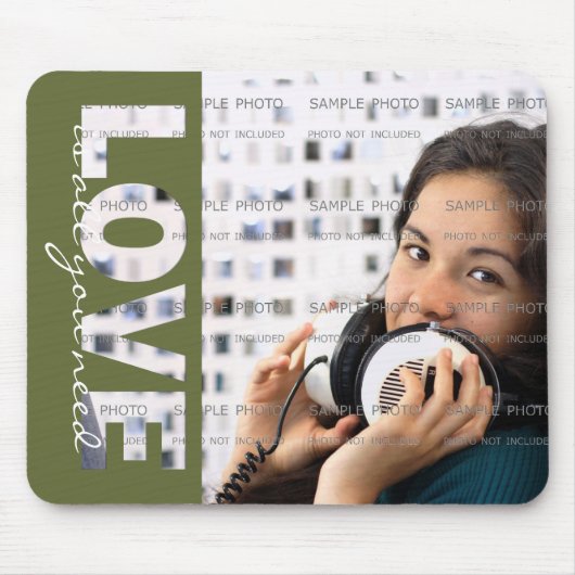 バレンタインデー愛切り出しの緑の写真の挿入物 マウスパッド (正面)