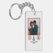 バレンタインデー愛好家カップルのモノグラムプレースホルダー キーホルダー (正面左)