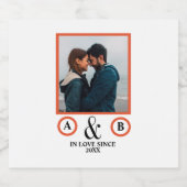 バレンタインデー愛好家カップルのモノグラムプレースホルダー スパークリングワインラベル (シングルラベル)