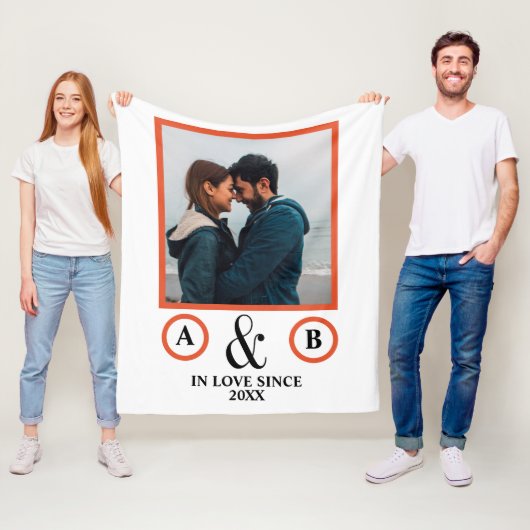 バレンタインデー愛好家カップルのモノグラムプレースホルダー フリースブランケット (インサイチュ)