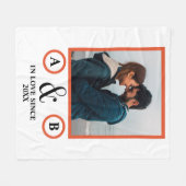 バレンタインデー愛好家カップルのモノグラムプレースホルダー フリースブランケット (正面(横))