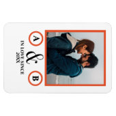 バレンタインデー愛好家カップルのモノグラムプレースホルダー マグネット (横)