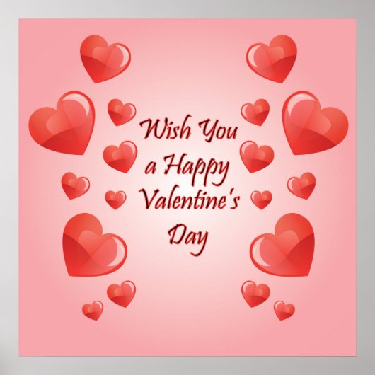 バレンタインデー愛引用文とハート ポスター (正面)