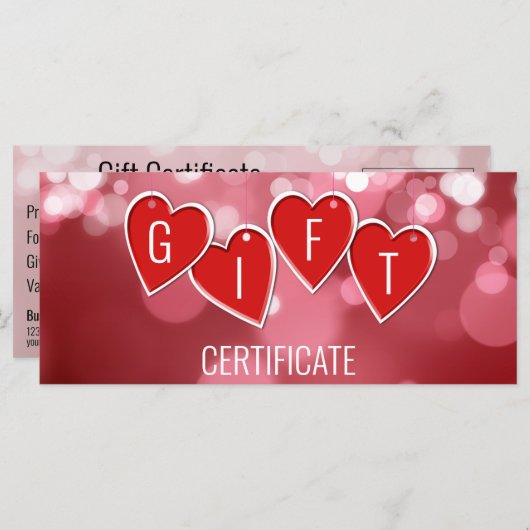 バレンタインデー愛赤いハートギフトカード (正面/裏面)