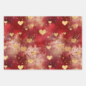 バレンタインデー抽象芸術グランジ金ゴールド色ハート ラッピングペーパーシート (正面)