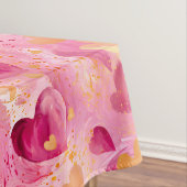 バレンタインデー抽象芸術ハートピンク金ゴールド テーブルクロス (インサイチュ)