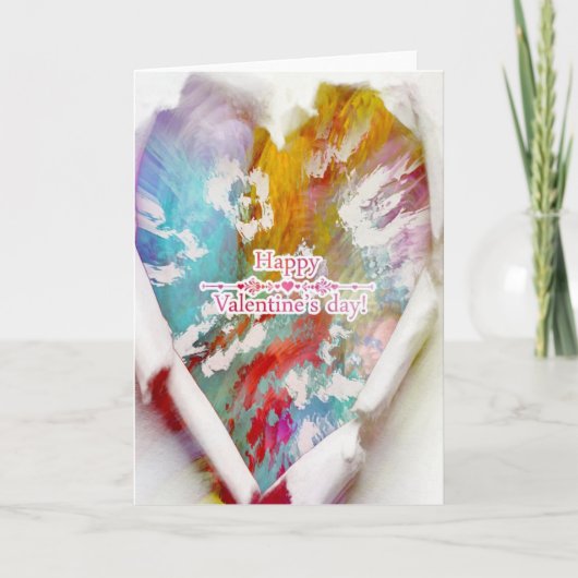 バレンタインデー抽象芸術破れたハート シーズンカード (正面)