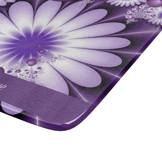 バレンタインデー抽象芸術花とハートフラクタル カッティングボード (角)