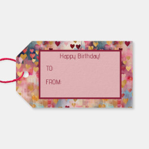 バレンタインデー抽象芸術金ゴールドカラーハート ギフトタグ