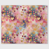 バレンタインデー抽象芸術金ゴールドカラーハート ラッピングペーパー (フラット)