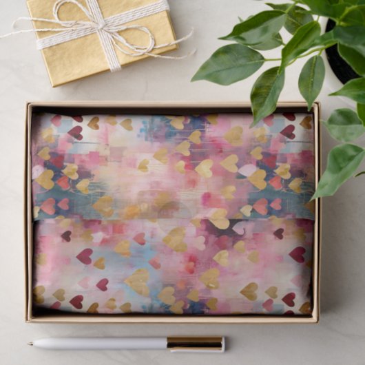 バレンタインデー抽象芸術金ゴールドカラーハート 薄葉紙 (ギフト)