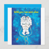 バレンタインデー招待状宇宙飛行士カップル 招待状 (正面/裏面)