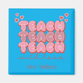 バレンタインデー教え先生ラブズハートピンク マグネット