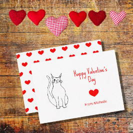 バレンタインデー教室パーティーかわいい猫ハート ノートカード