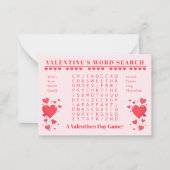バレンタインデー教室用カードゲーム - 単語検索 ノートカード (正面)