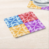 バレンタインデー数々ののキュテイ色のハート スクエアペーパーコースター (アングル)