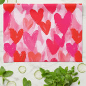バレンタインデー数々のハートパターラブピンク キッチンタオル (折り畳み)