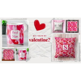 バレンタインデー数々のハートパターラブピンク キッチンタオル