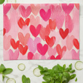 バレンタインデー数々のハートパターン愛 キッチンタオル (折り畳み)