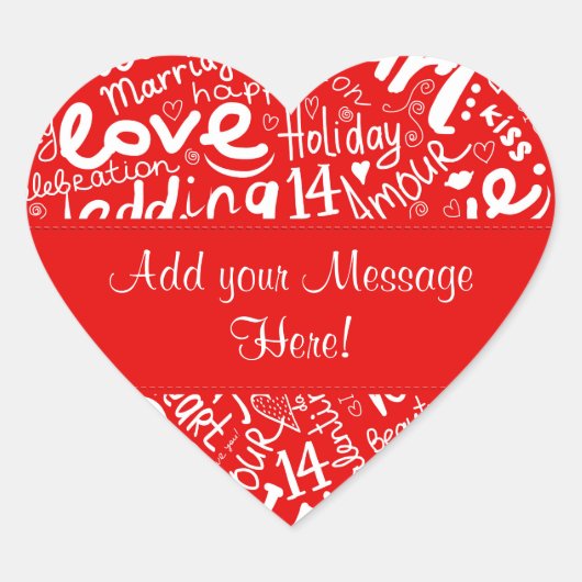 バレンタインデー数々のワードアートカスタマイズ-  ハートシール (正面)