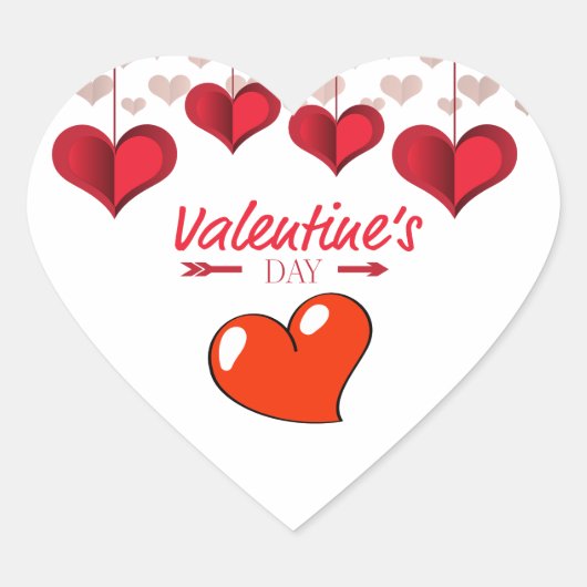 バレンタインデー文字とハート ハートシール (正面)