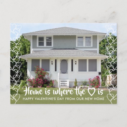 バレンタインデー新しいホームアドレス写真の移動 案内ポストカード (正面)