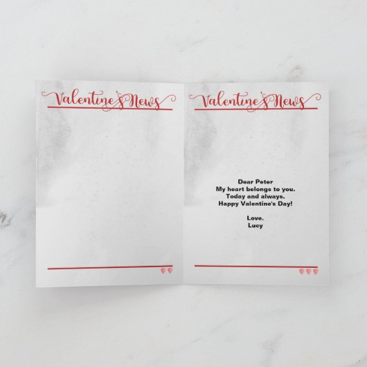 バレンタインデー新聞の表紙 シーズンカード (内部)