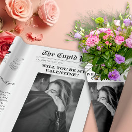 バレンタインデー新聞私たちの愛の物語タイムライン ラッピングペーパー