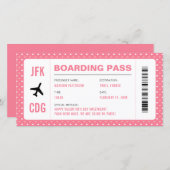 バレンタインデー旅行ピンク便ボーディングパス シーズンカード (正面/裏面)