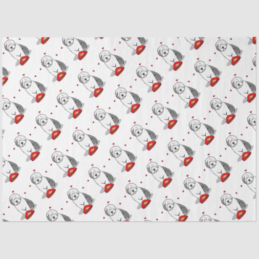 バレンタインデー旧英語シェプドッググレー1かわいい 薄葉紙 (正面)