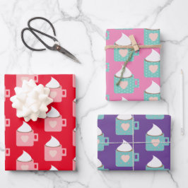 バレンタインデー曇りキャンプファイアマグスパターン ラッピングペーパーシート